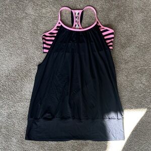 Lululemon black and pink top size 10